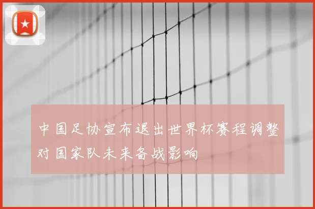 中国足协宣布退出世界杯赛程调整对国家队未来备战影响